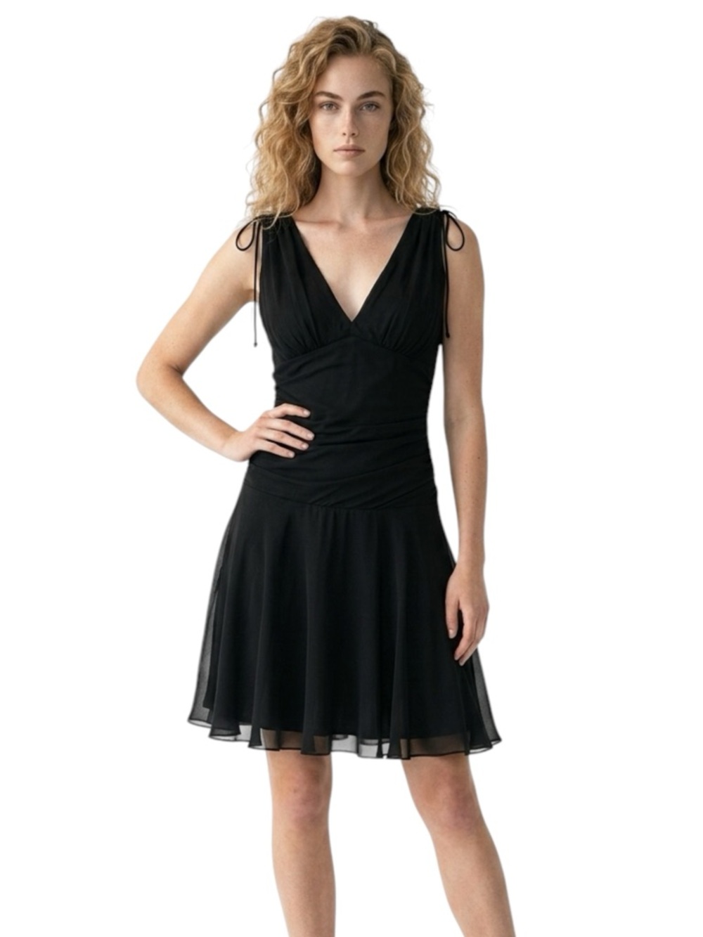 VTG Y2K Express Babydoll Mini Dress  Sz 10 Black Silk Whimsygoth Goth Coquette